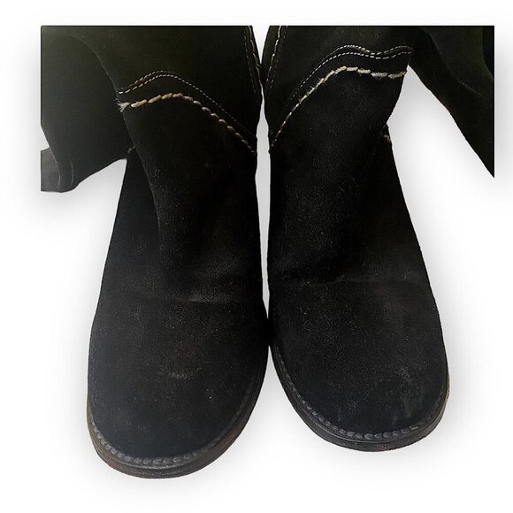 Bed Stu Black Suede Mid Calf Boots, chunky heel, Size 6 - Picture 10 of 16